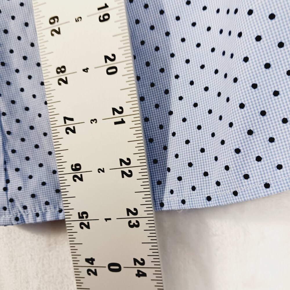 Waverly Grey Anthropologie, MED., Lt. Blue / Navy Polka Dot Top, 4 Ties on Back - Picture 12 of 14